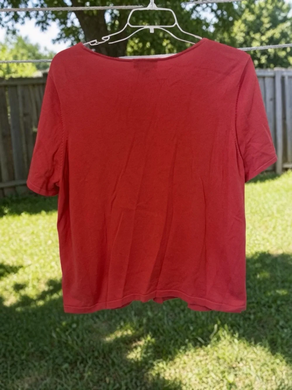 ANNEX Women's Rust Short-Sleeve Ring-Front Tee - Picture 3 of 3